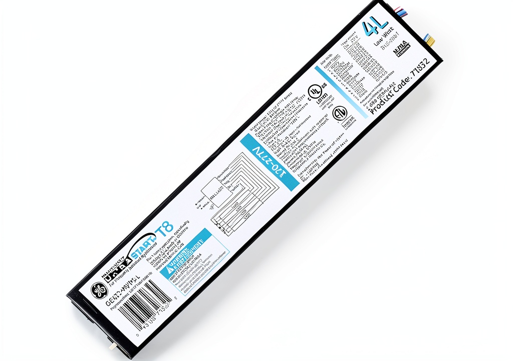 General Electric Electronic Fluorescent Ballast installed in a commercial lighting fixture