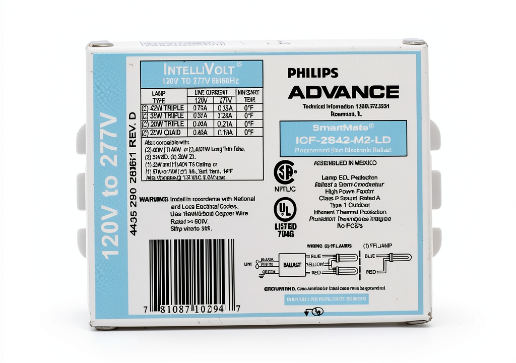 Philips Advance ballast installed in a commercial lighting fixture