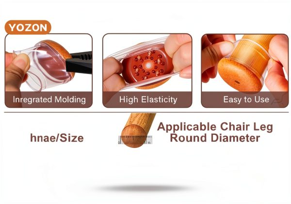YOZON Chair Leg Floor Protectors for Hardwood Floors Felt Furniture Pads Silicone Caps 32 Pack Anti-Scratch Reduce Noise Clear Round Medium Fit 3/4" to 1-3/16" (19-30mm)-3