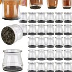 Chair Leg Floor Protectors BUMACO 40Pcs Silicone Pads Clear Fit-0