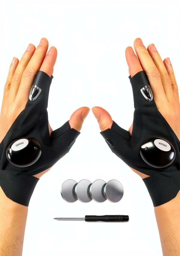 LED Flashlight Gloves, Stocking Stuffers Gifts for Men, Christmas White Elephant Gifts for Adults Dad Him Boyfriend Birthday Father's Day, Cool Gadget Finger Lights for Fishing Camping-0